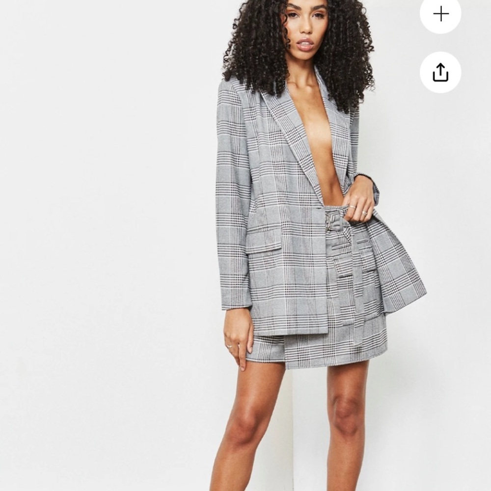 NWT CAMILLE BLAZER GREY CHECK OVERSIZED